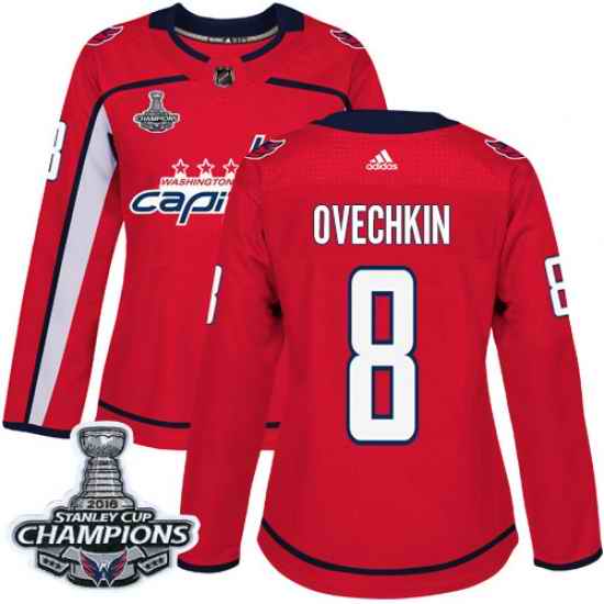 Adidas Capitals #8 Alex Ovechkin Red Home Authentic Stanley Cup Final Champions Womens Stitched NHL Jersey